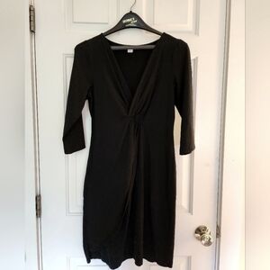 Sundance faux wrap dress black size large classic cotton modal office